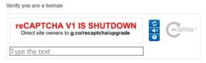 ReCaptcha V1 is Shutdown