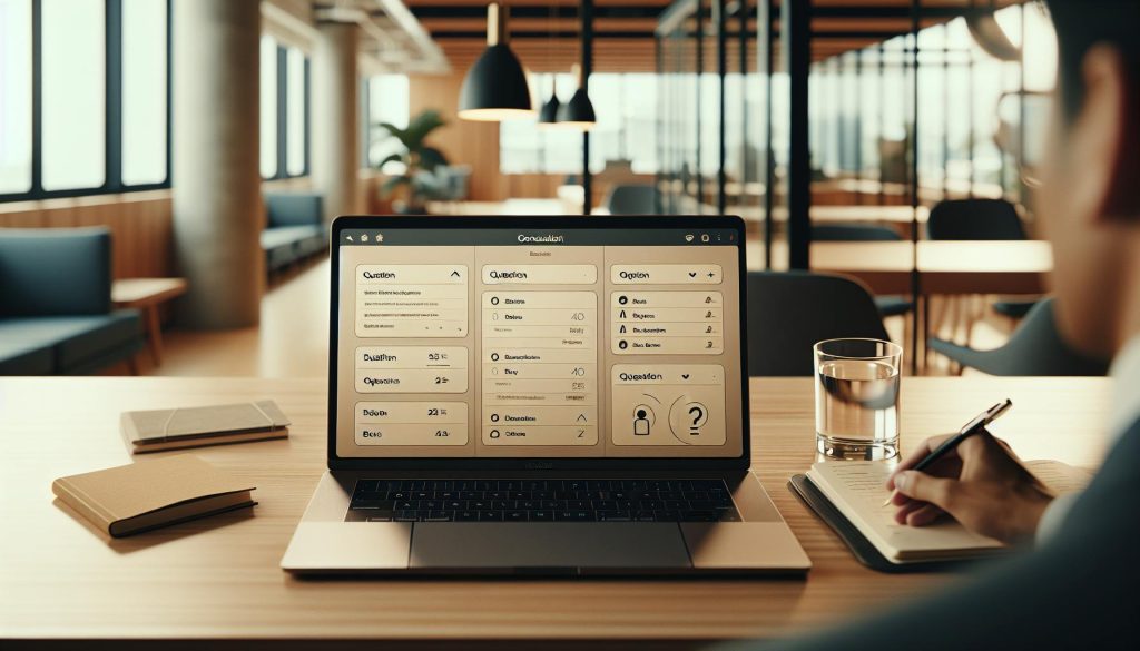 A modern office workspace with a laptop showing analytics and data dashboards, symbolising digital tools used in content marketing for small businesses.